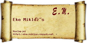 Eke Miklós névjegykártya